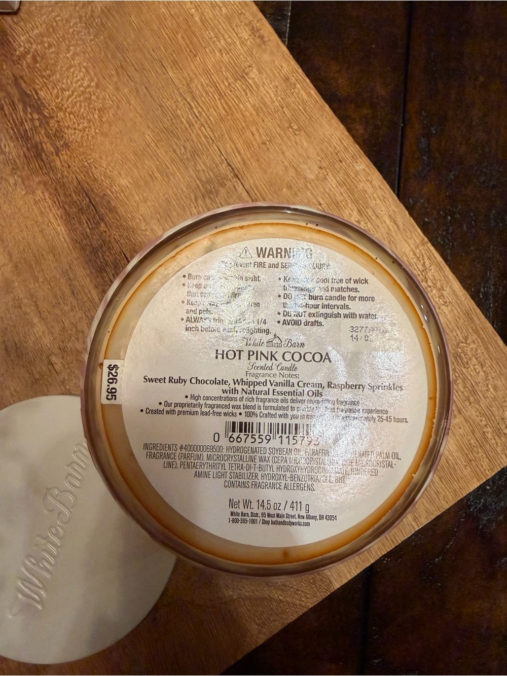 Bath & Body Works White Barn Hot Pink Cocoa Candle - 14.5 oz - Picture 3 of 3